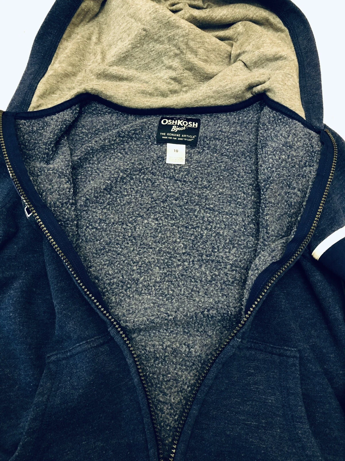 VETEMENTS Felpa giacca OshKosh B'Gosh ragazzo 10 full zip Spellout blu navy foderata in pile