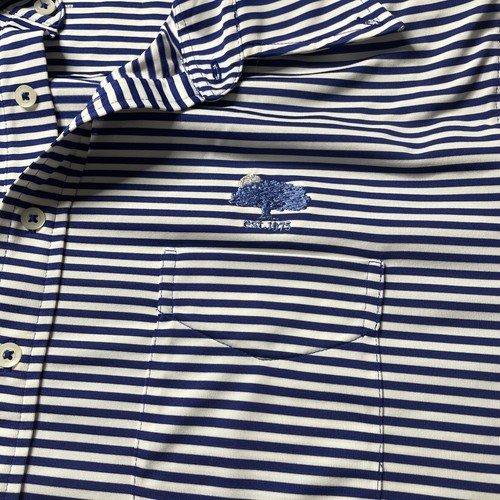Donald Ross (3) Polo Shirt Mens XL Olympic Golf Yellow Blue Striped Great Shape - Picture 3 of 7