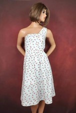 ANTHROPOLOGIE HD IN PARIS 6 Watermelon Parkbound One-Shoulder Cottagecore Dress