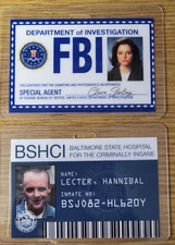 Silence Of The Lambs ID Badge_Clarice Starling &Hannibal Lector cosplay Set of 2