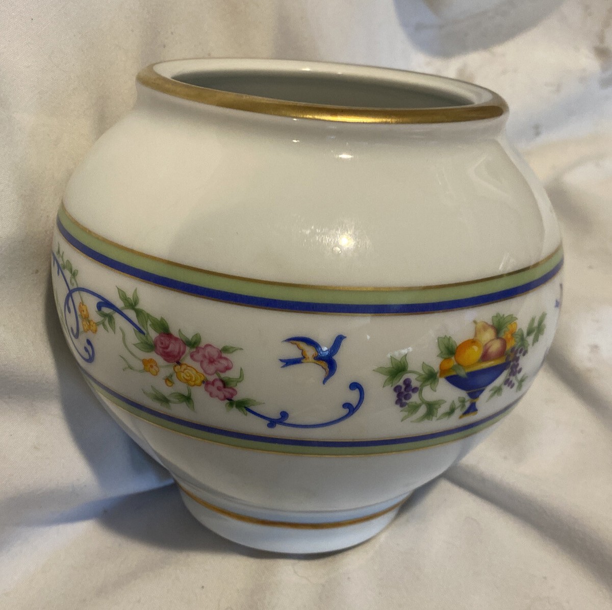 Haviland Limoges Renaissance Vase w/ Roses Birds & Fruit Porcelain