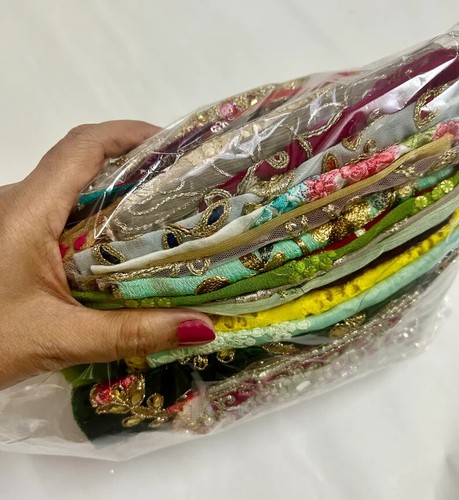 Embroidered Irregular Fabric scraps -Sale by weight - 1 pound / 16 oz / 454 gms - Picture 5 of 10