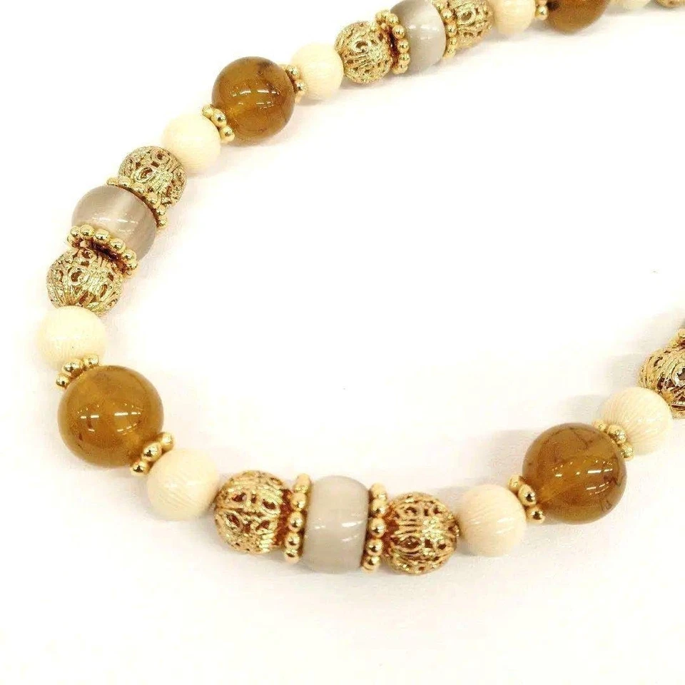 Excellent+++ collier vintage AVON - marron, ivoire, gris, multicolore - Photo 1/4