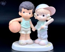 Precious Moments Boys Basketball & Baseball Figurine - Hold Hands & Dreams! 