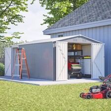 10'x14' Outdoor Metal Storage Shed with Floor Frame  Triple Doors