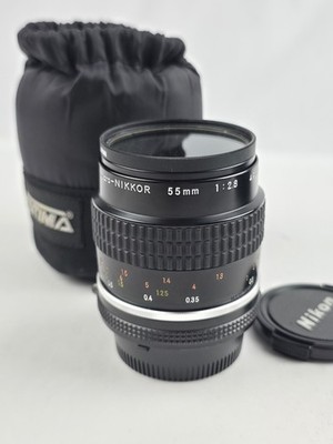 Nikon Micro NIKKOR 55mm f/2.8 Camera Lens w/ caps & bags Very nice cond.