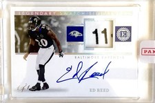Ed Reed 2021 Encased Game Used Worn logo patch auto 1/1 SSP Ravens
