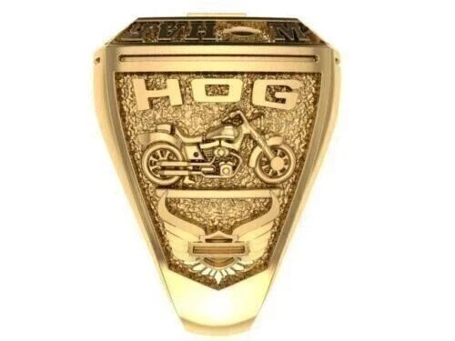 Aggie Men's Ring Motorcycle Harley Davidson Pinky Ring 14k Yellow Gold Plated - Image 4 of 4