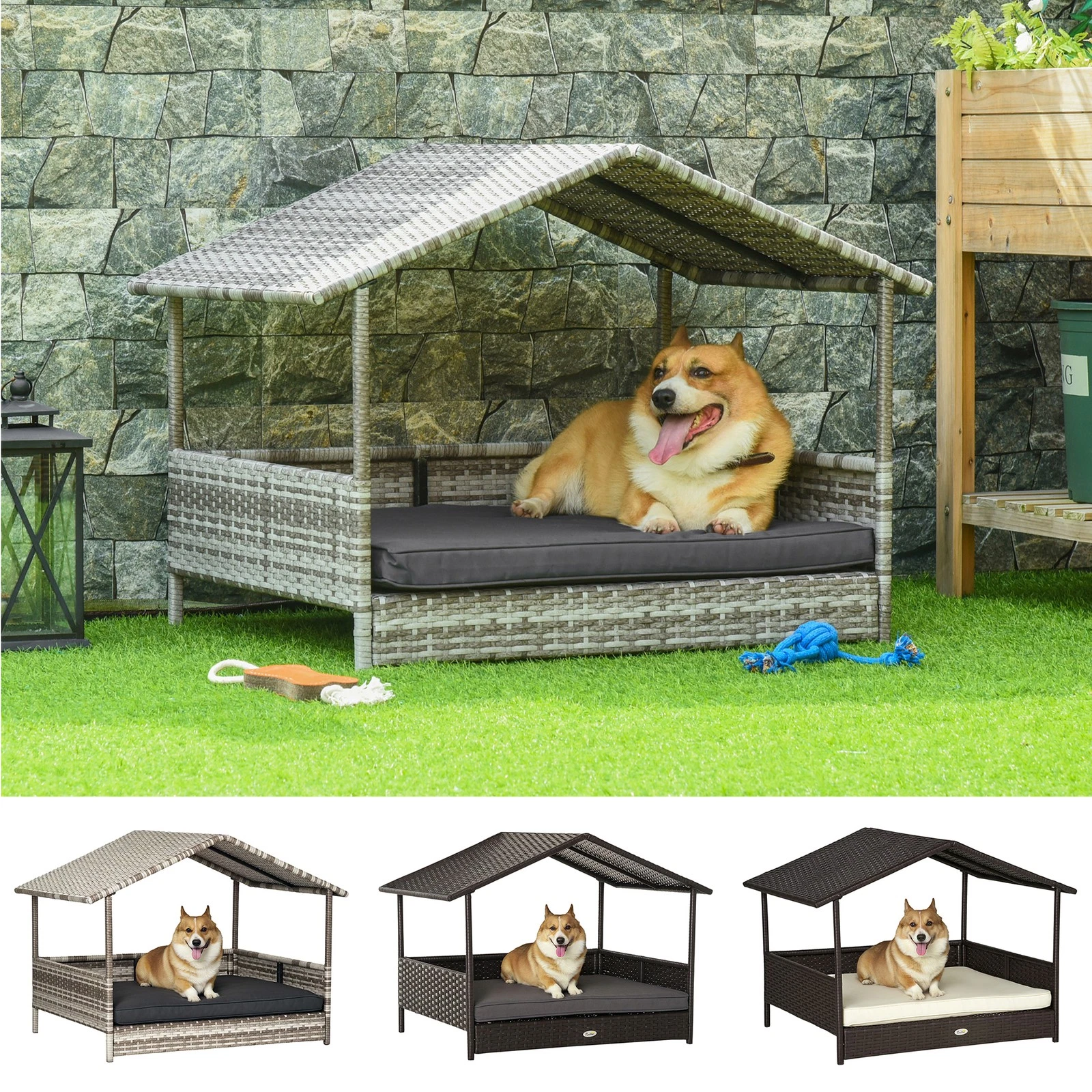 PawHut Wicker Dog House, Rattan Pet Bed with Soft Cushion, Cat Basket
Opens in a new window or tab