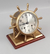 Vintage Chelsea Nautical Maritime Ships Bell Ltd Ed Brass Ship Wheel Desk Clock