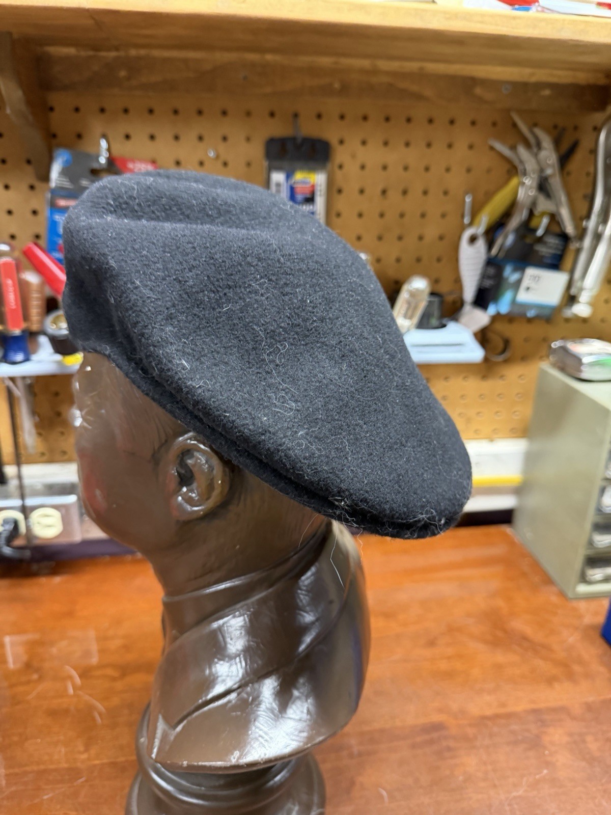 Vtg Kangol Beret BOB MARLEY Black pure Wool Cap Beret Medium image 2