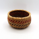 Native American Basket Hualapi Split Willow Twined Red Aniline Dye 6" W  LZB7 — photo 2