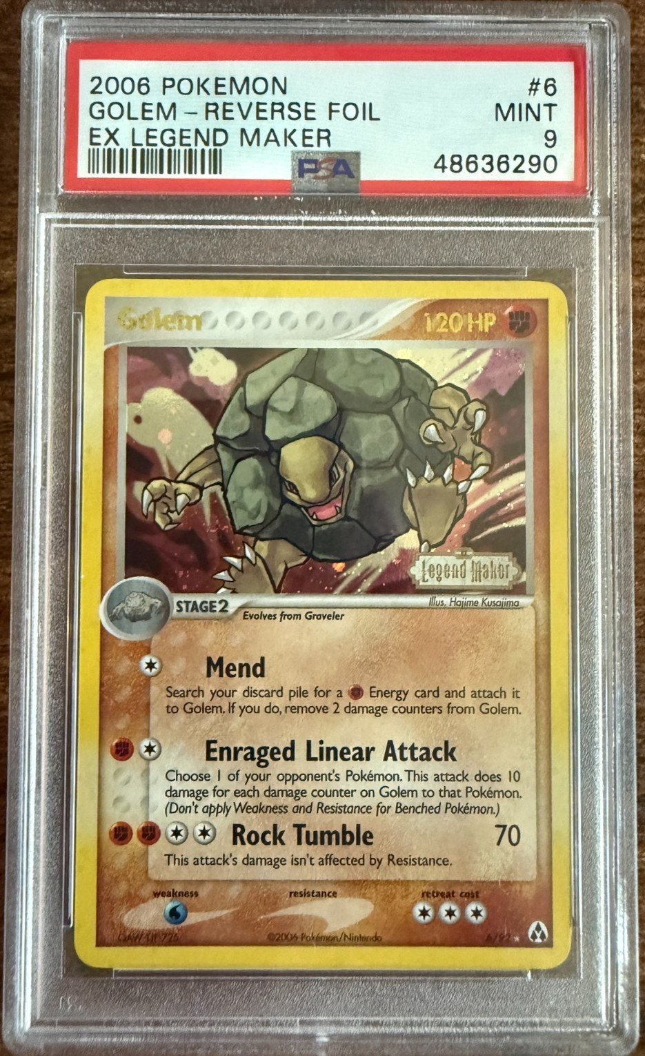 2006 POKEMON EX LEGEND MAKER 6 GOLEM-REVERSE FOIL PSA 9