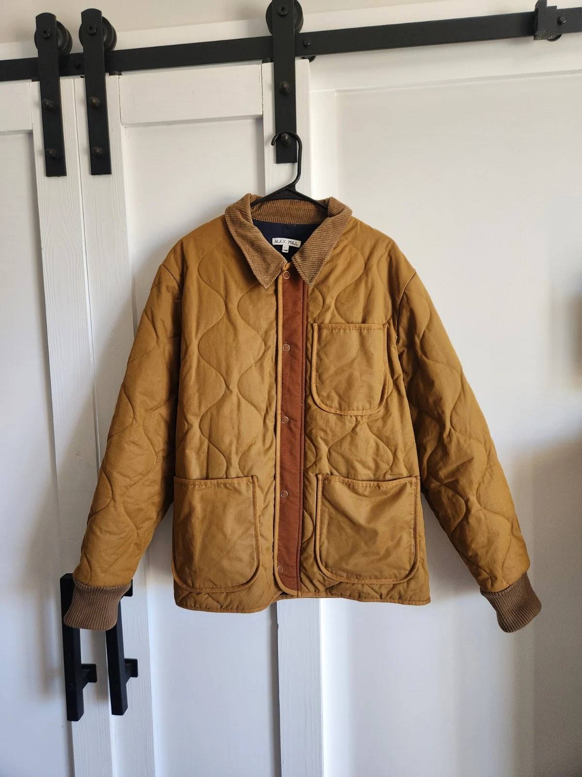 ALEX MILL Men’s Philip Jacket in Quilted Cotton Nylon Golden Khaki Color Size XL image 1