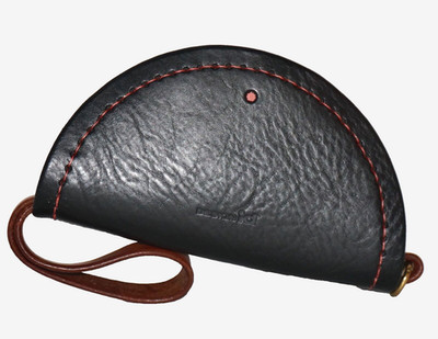 DESIGN ID Small Dark Black-Brown & Tan Leather Zippered Wristlet