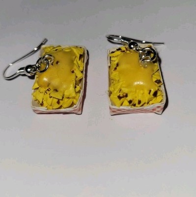 Nachos With Cheese Earrings Silver Wire Fast Food Snack Chip Chrse Sauce
