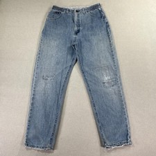 Vintage 80s/90s Lee Jeans Womens 28x28 Relaxed Straight Elastic Denim Destroyed