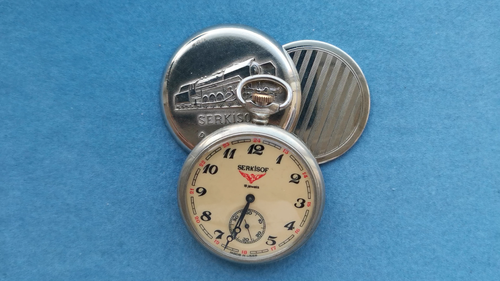 Pocket Watch MOLNIJA SERKISOF DEMIRYOLU Railway mov. 3602 SERVICED USSR 1970"s - Video 1 of 1
