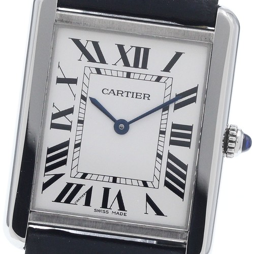 Cartier Wristwatch Tank Solo LM SS Leather Silver Dial Quartz ...