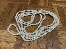 Exceptional 100 Genuine Natural White Pearls Necklace Endless Strand Vintage