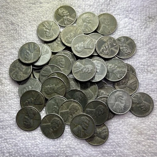 1943-S Lincoln Steel Wheat Penny Cent 50 Coin lot FULL Roll F-VF Higher Grade