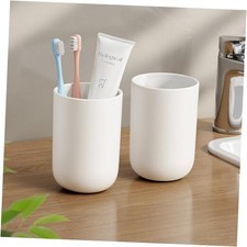 Toothbrush Cup 13oz Reusable Unbreakable Bathroom Tumbler 2 PCS, White-2cups