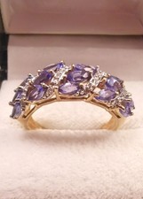 Large Chunky 9ct Gold Tazanite Ring 3.56g Size P Great Condition