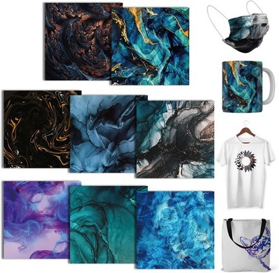 Infusible- Transfer- Ink- Sheets- Marble- Watercolor-, Unschmelzbare