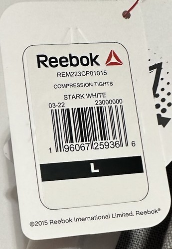 Reebok Men’s Lg Compression Tights, Rash Guard, Moisture Wicking, White - Picture 6 of 15