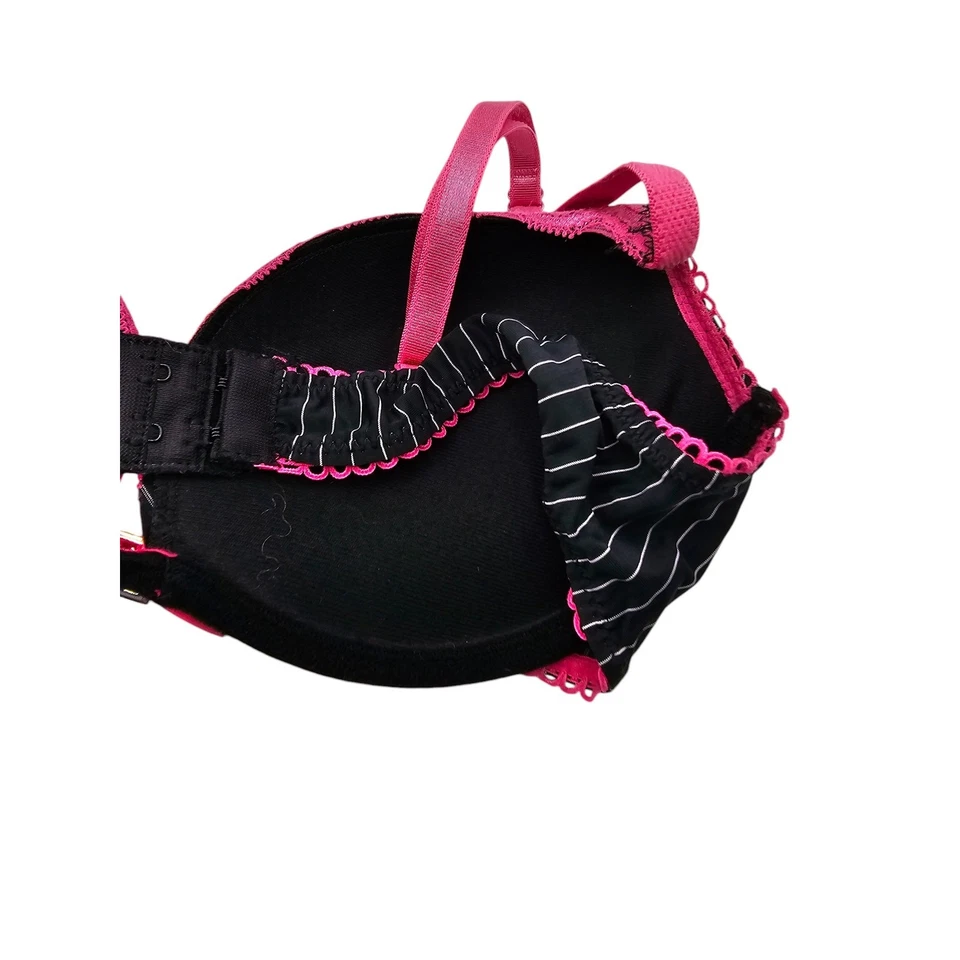 Sujetador Camiseta Vintage Y2K Native Intimates Mujer Talla 36B Negro Rayas Rosa Borde Foto 4 de 4