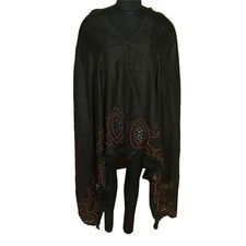 Sanskriti Vintage Black Long Dupatta Stole 100 Pure Silk Hand Beaded Scarves