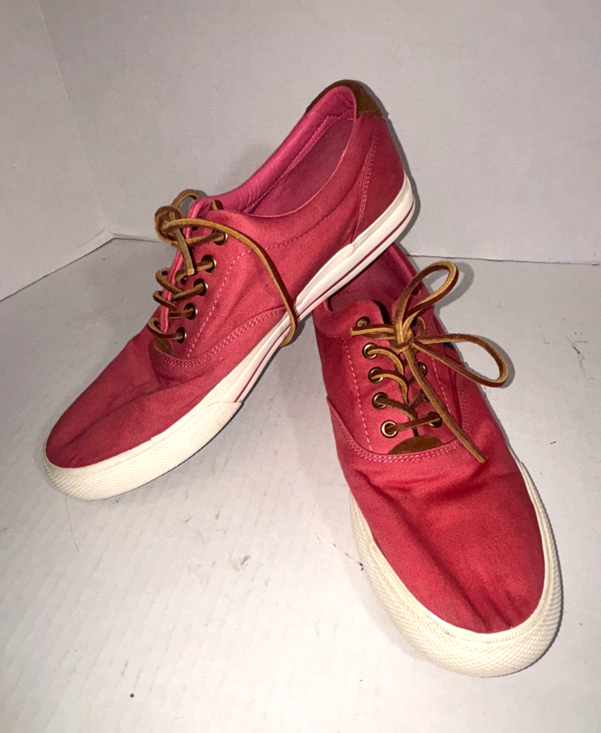Scarpe da tennis Polo Ralph Lauren uomo 12 Vaughn corallo rosa marrone pony sneakers