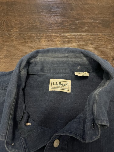 Marineblau Tasche vorne Kurzarm Knopfleiste Hemd LL Bean Solid Herren Large - Bild 5 von 7