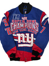 G-III NFL New York Giants 4 x Champions Full Zip Denim Jacket in Blue Size M