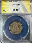 1857 (P) Seated Liberty Quarter - ANACS EF 40 - Scarce Coin in XF