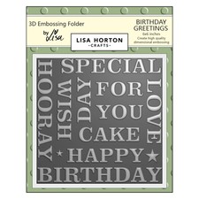 Lisa Horton Crafts Embossing Folder-Birthday Greetings
