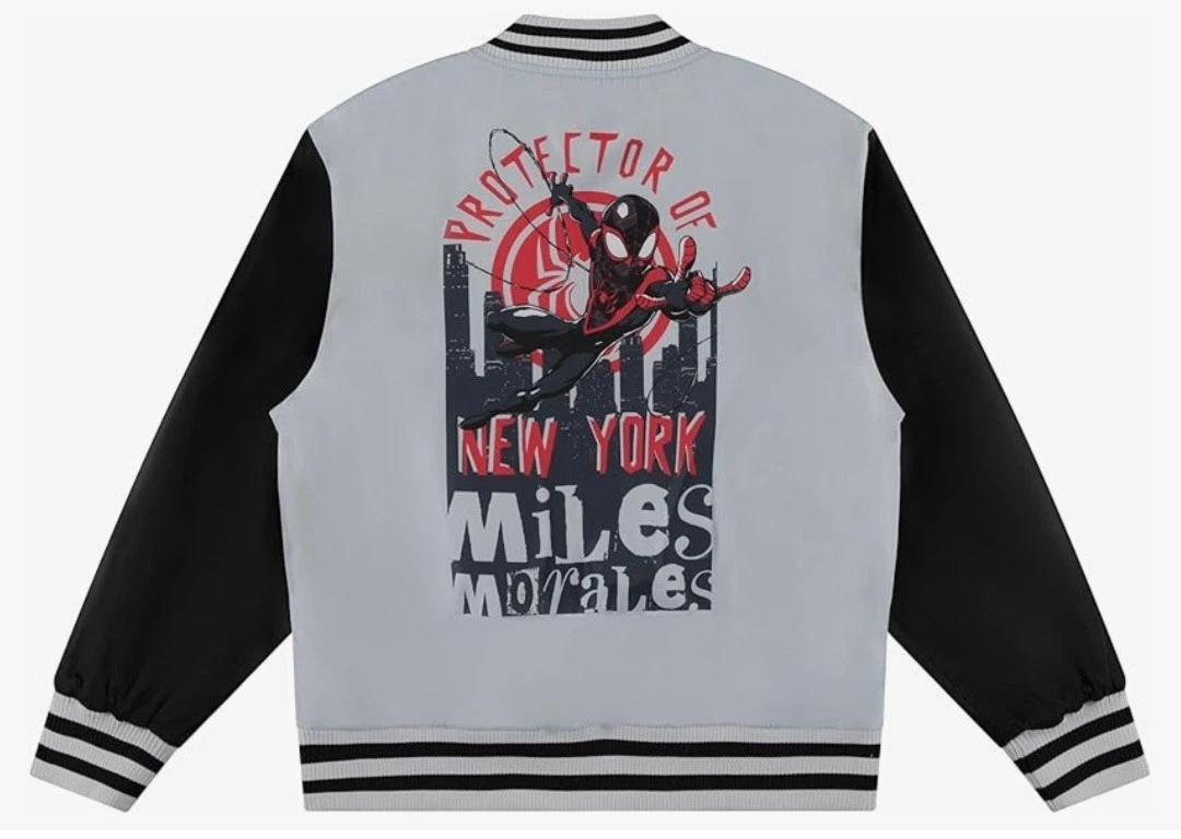 Brand New Spider-Man Miles Morales Youth Varsity Bomber Jacket Size Kids Medium