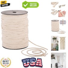 Macrame Cord 4mm x 240yd 100 Natual Cotton Macrame Rope 3 Strand Twisted...