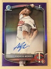 2025 Bowman Chrome Andrew Morris Purple Refractor Auto /250 Autograph Twins FY