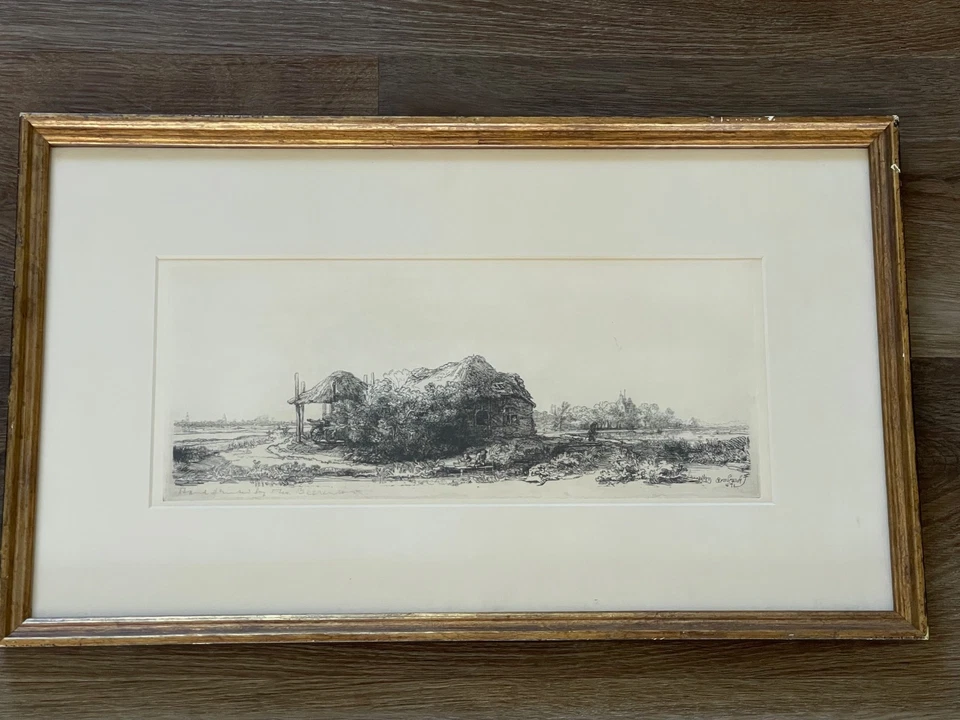 Rembrandt etching Cottage & Haybarn print from original plate by Theo Beerendonk - Image 2 of 4