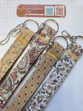 4pcs Fabric Wristlet Keychain Key Fob Strap Handmade Floral Neutral