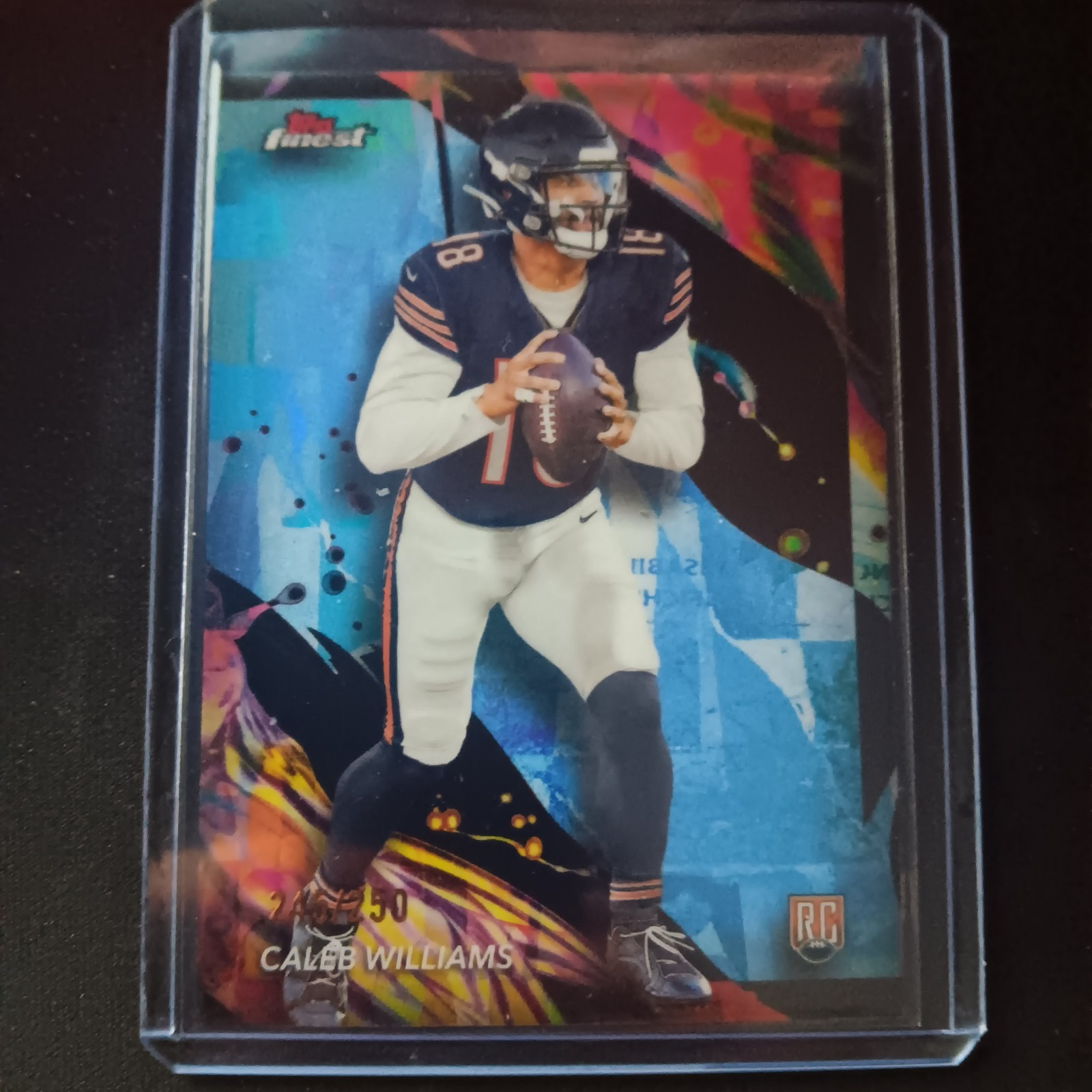 2024 Topps Finest Sky Blue Refractor Uncommon #161 Caleb Williams RC /250