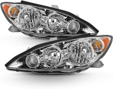 Chrome Headlights Driver Passenger Side for 2005-2006 Toyota Camry LE XLE SE