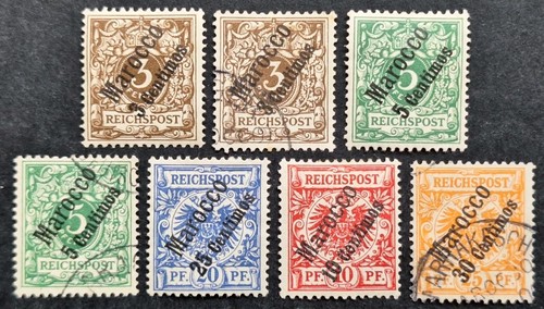 Morocco (German Post Offices) 1899, 7x Stamps Optd. & Schd. Mh & Used