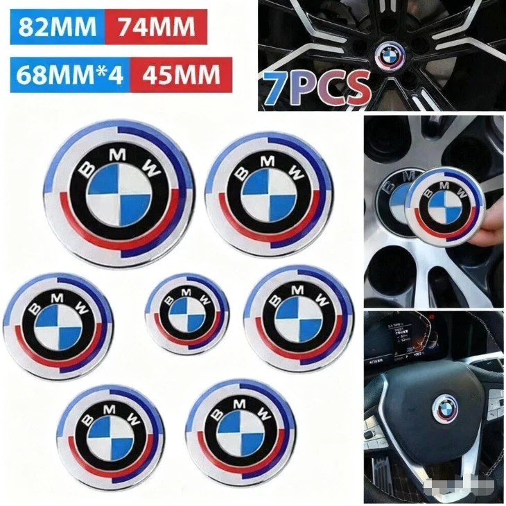 For BMW 50th Anniversary Emblem Centre Caps Badges Set 82mm 74mm 68mm 45mm 7PCS Foto 2 de 4