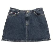 Tommy Hilfiger Denim Mini Skirt 9 M Frayed Waist y2k Urban Preppy Rodeo Fall Ivy