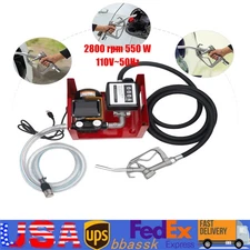 Electric Fuel Transfer Pump Self-priming Oil Diesel Pump 110V & Hoses & Nozzle