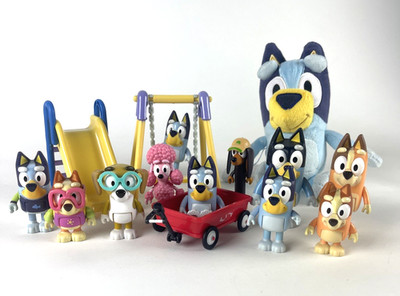 Bluey Figures, Playground, Plushie Lot Of 15 Various Characters, Sizes, & Series