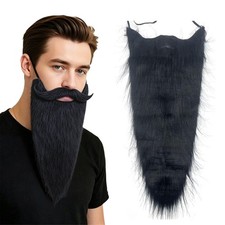 Men Whisker Soft Long Fake Beards Cosplay Knight Beard Carnival Facial Hair