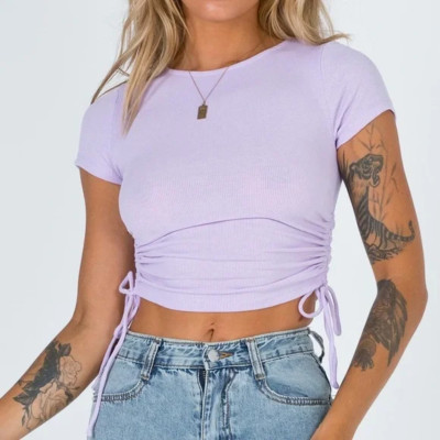 Princess Polly lilac purple women s T-shirt Naeve size 0 Cinch Crop NWT